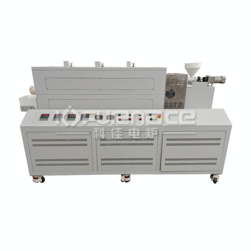 Teflon hopper three temperature zone rotary tube furnace