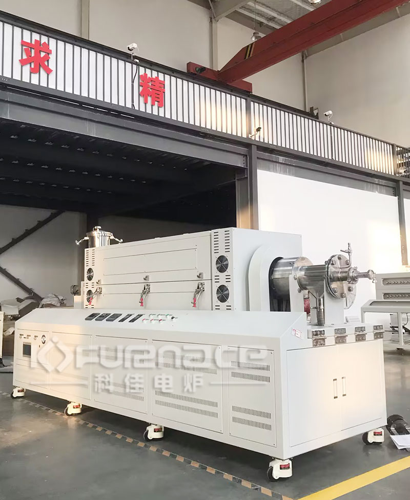 Actual photo of KJ-T1000-L150CK3W inclined rotary tube furnace Actual photo of KJ-T1000-L150CK3W inclined rotary tube furnace