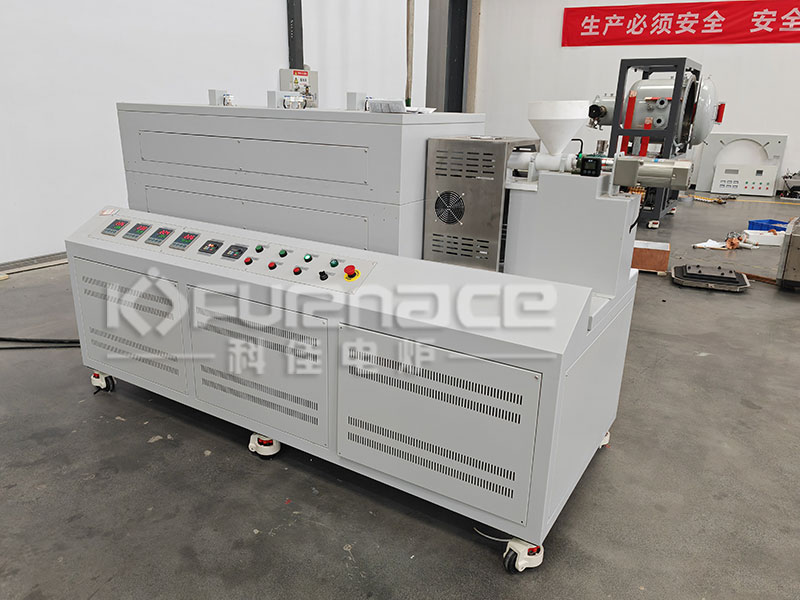 Actual photo of PTFE hopper three temperature zone rotary tube furnace Actual photo of PTFE hopper three temperature zone rotary tube furnace