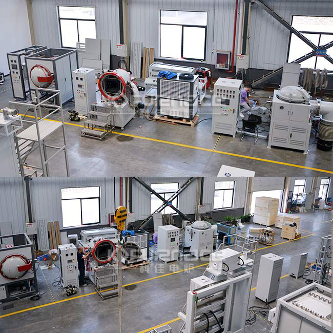 Real time photo of multi heating chamber vertical fiber furnace vacuum sintering furnace