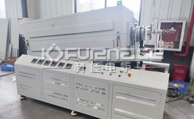 Actual photo of a large diameter 6-zone rotating inclined tube furnace Actual photo of a large diameter 6-zone rotating inclined tube furnace