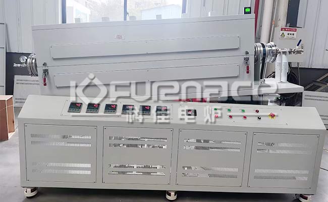 Actual photo of a large diameter 6-zone rotating inclined tube furnace Actual photo of a large diameter 6-zone rotating inclined tube furnace